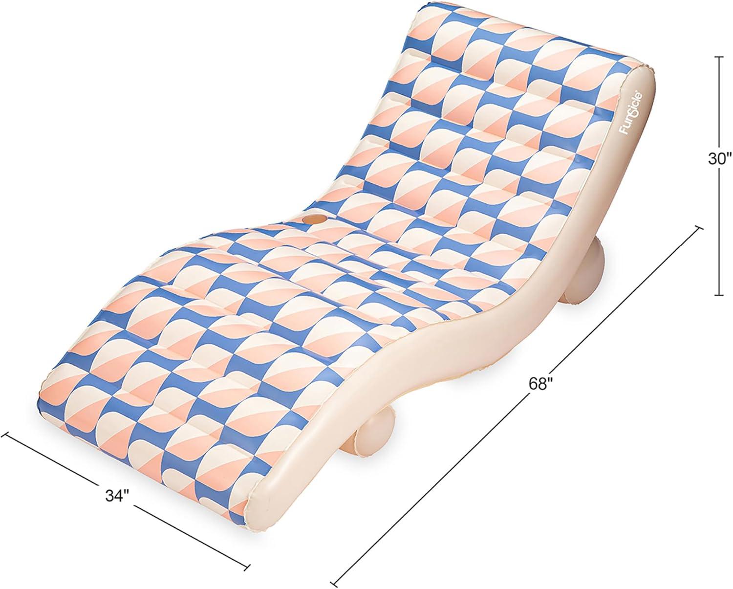 Funsicle: Inflatable Deco FunChaiser Pool & Water Float Lounge - Blue & Cream