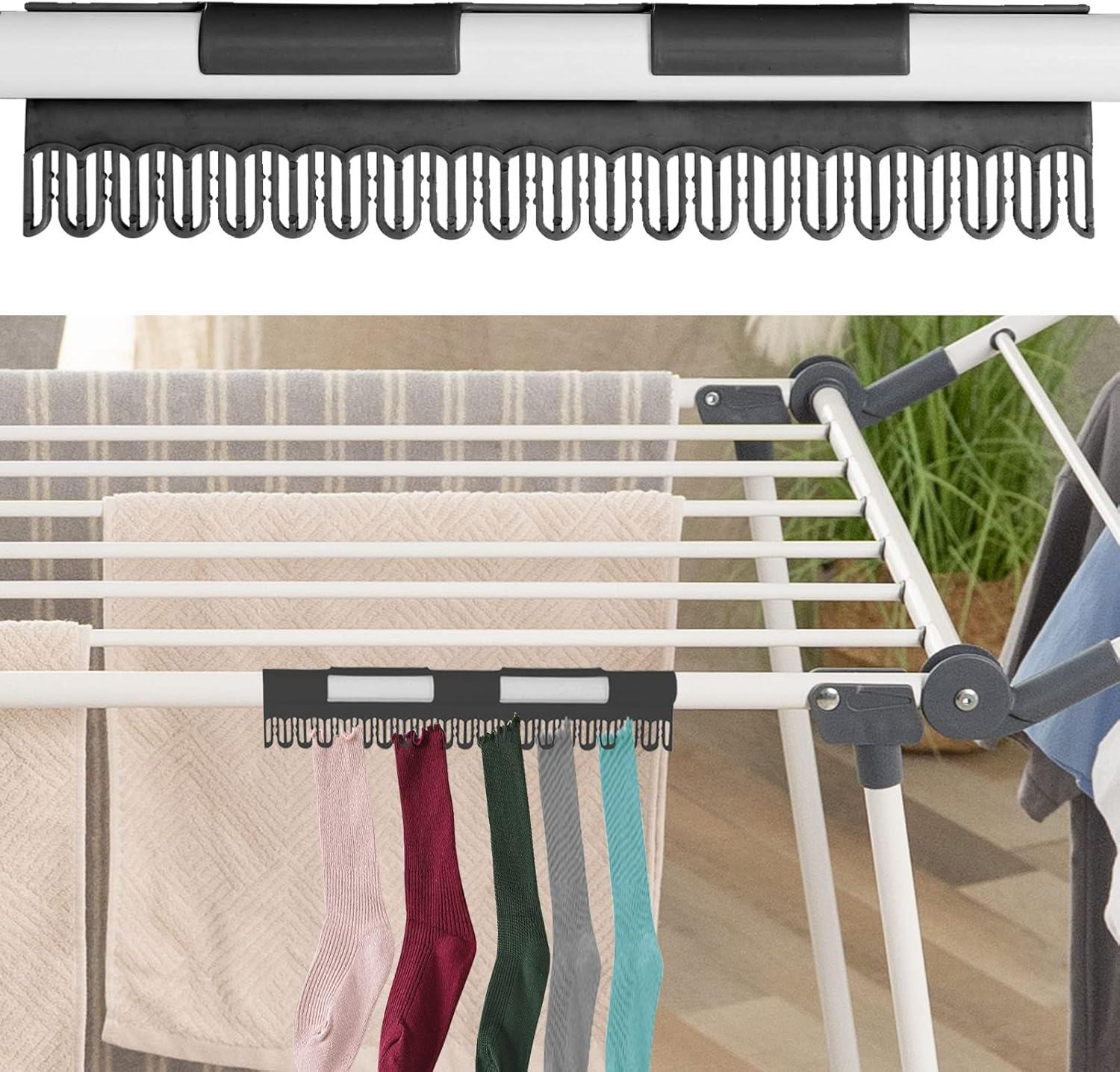 Clothes Drying Rack, Gullwing Laundry Rack, Collapsible, Space-Saving Laundry Rack, with Sock Clips, for Clothes, Towels, Linens, Indoor/Outdoor