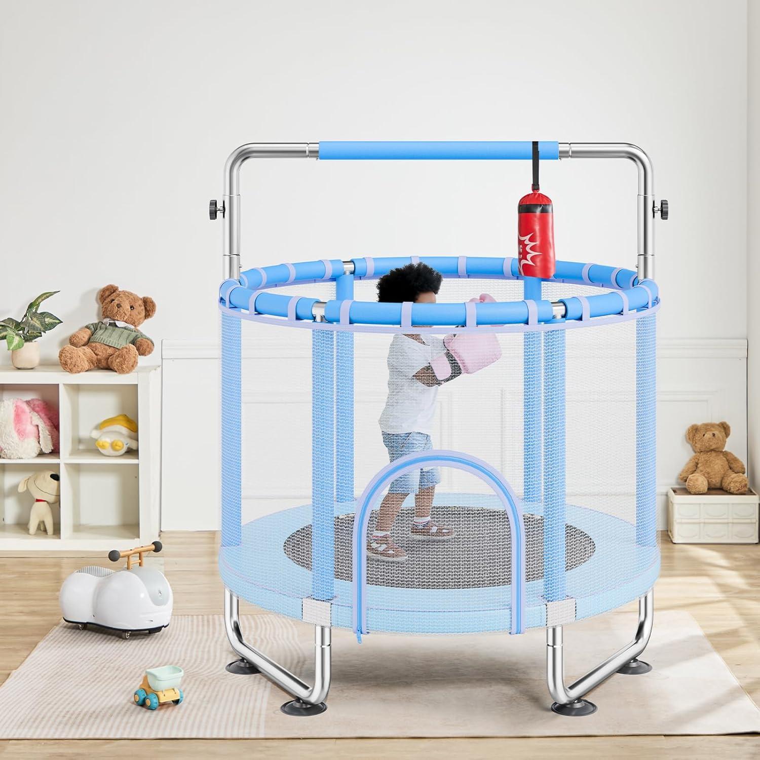 VEVOR 55" Trampoline for Kids Mini Toddler Trampoline with Net Indoor Outdoor