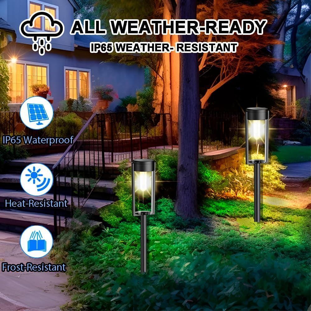 BITPOTT Solar Garden Lighting 8Pack Edison Bulbs Solar Powered Outdoor Pathway Light for Driveway