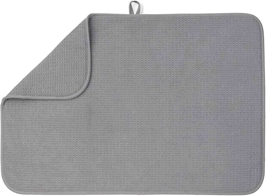 Extra Large Gray Microfiber Foldable Dish Drying Mat