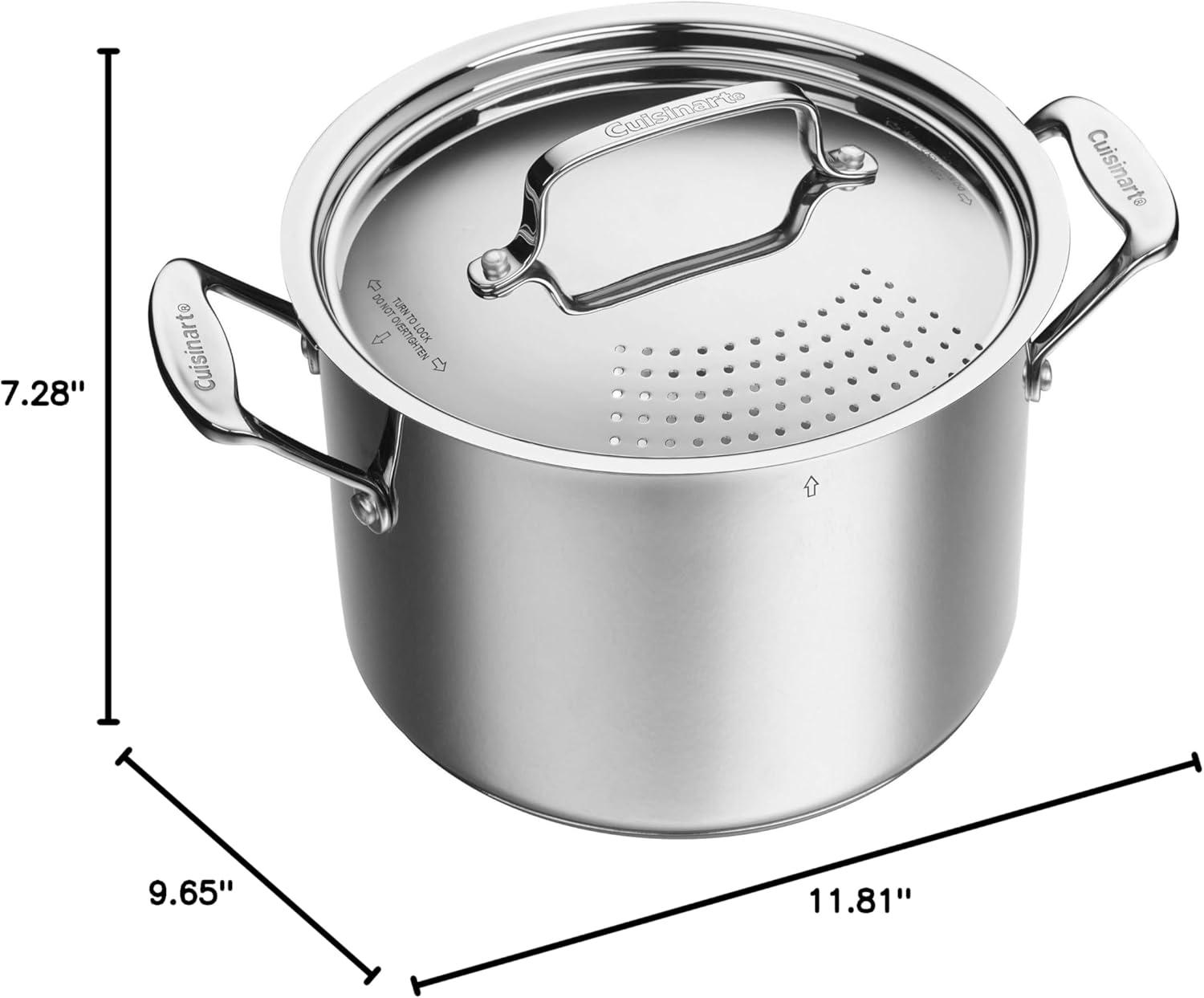 Cuisinart 6-Quart Stainless Steel Pasta Pot with Gold Handles