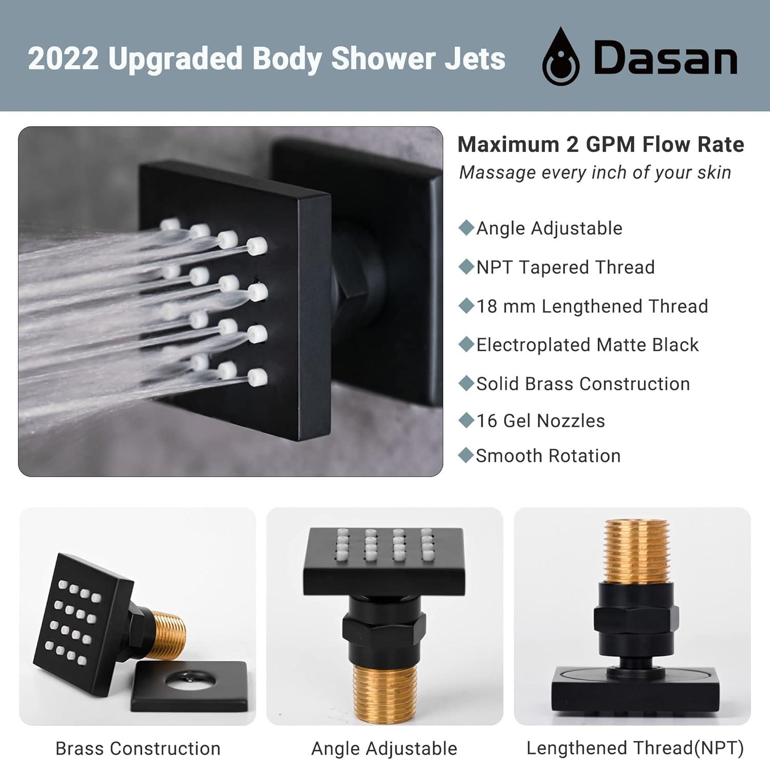 Matte Black Ceiling Mounted Shower System with Body Sprays