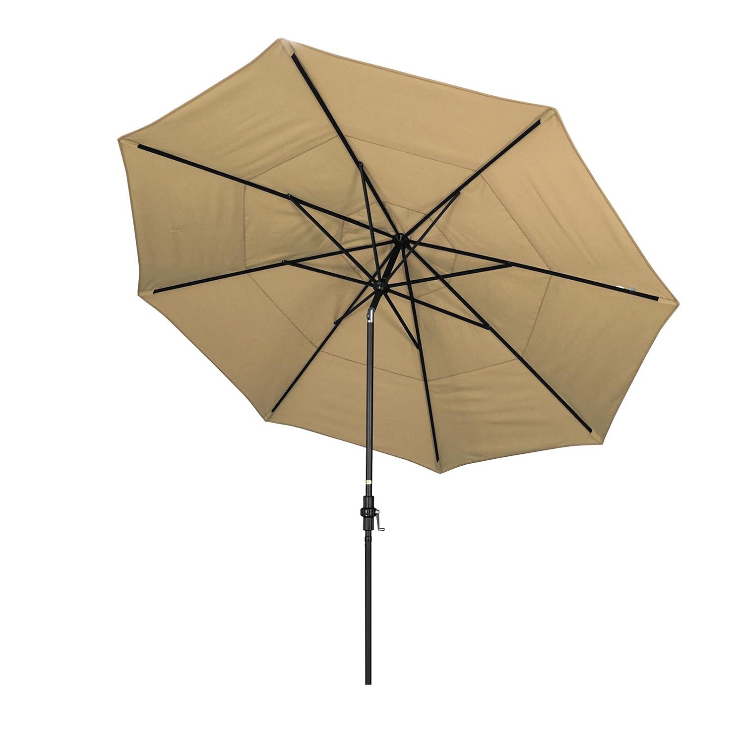11 ft. Aluminum Collar Tilt Double Vented Patio Umbrella in Champagne Olefin