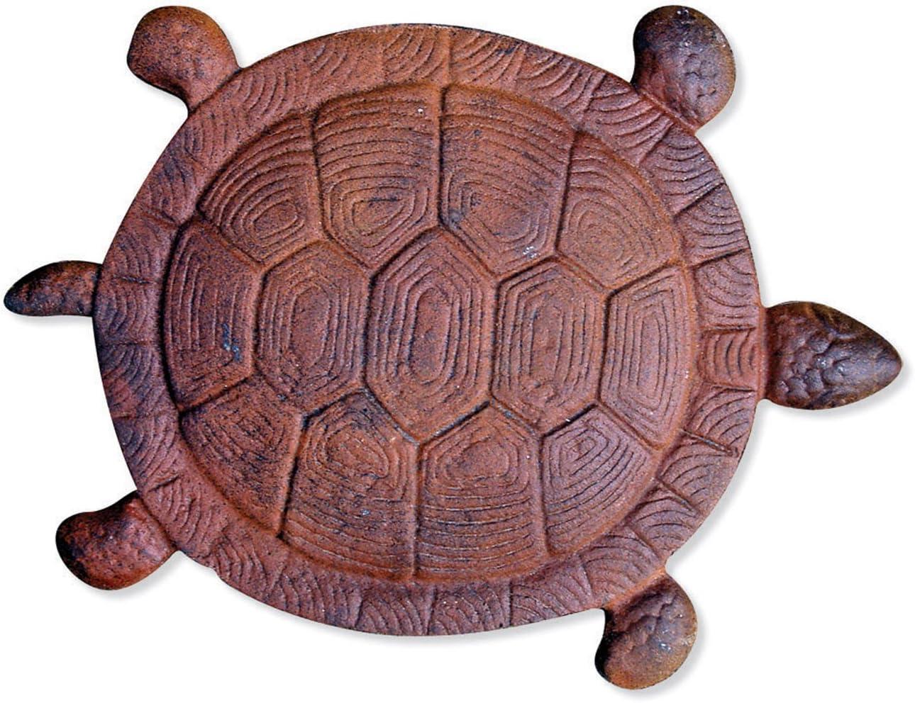 Rustic Bronze Cast Iron Turtle Stepping Stone 13 Inches