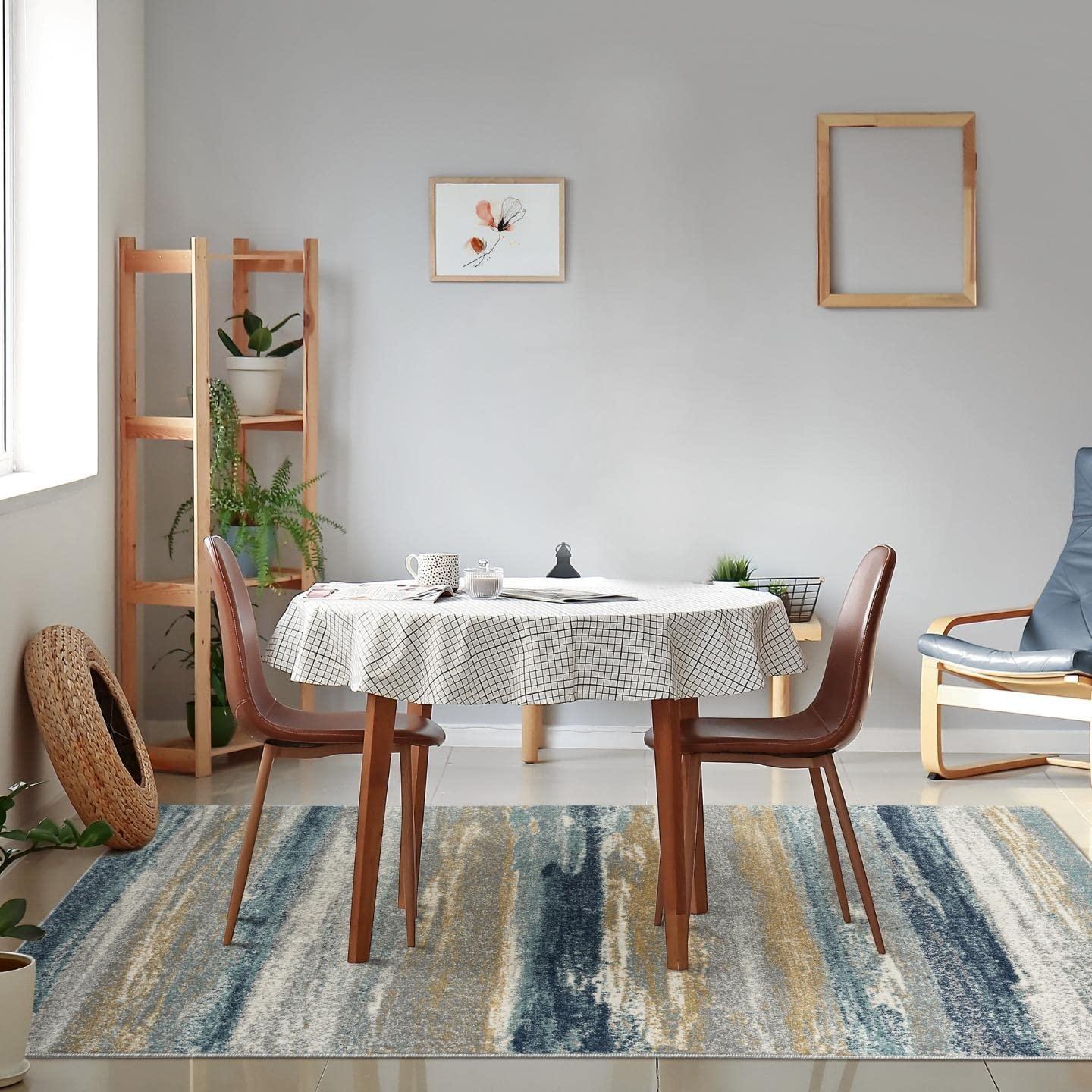 Luxe Weavers Abstract Stripe Yellow 4x5 Area Rug