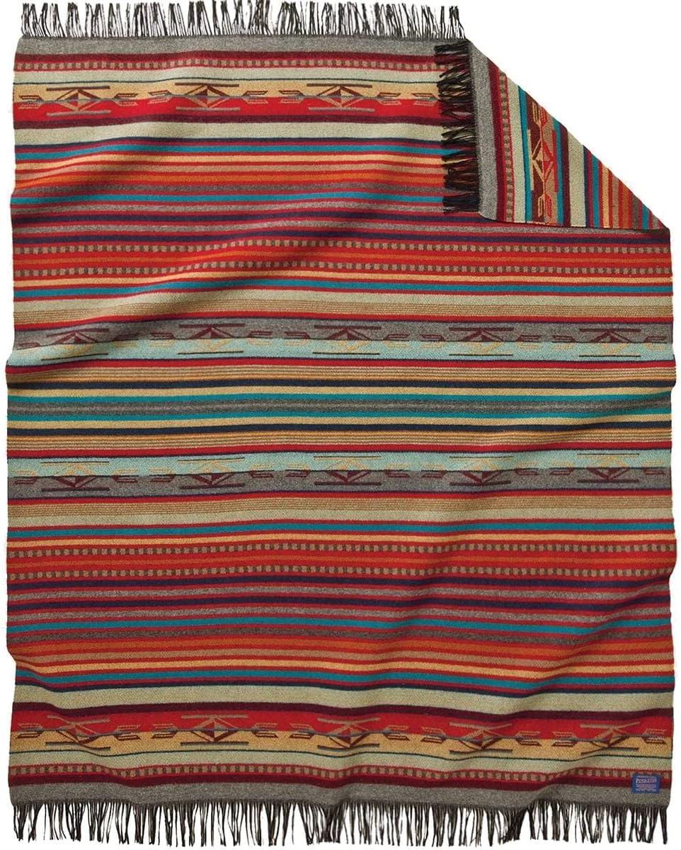 Chimayo Garnet Wool Fringed Throw Blanket, 60" x 62"