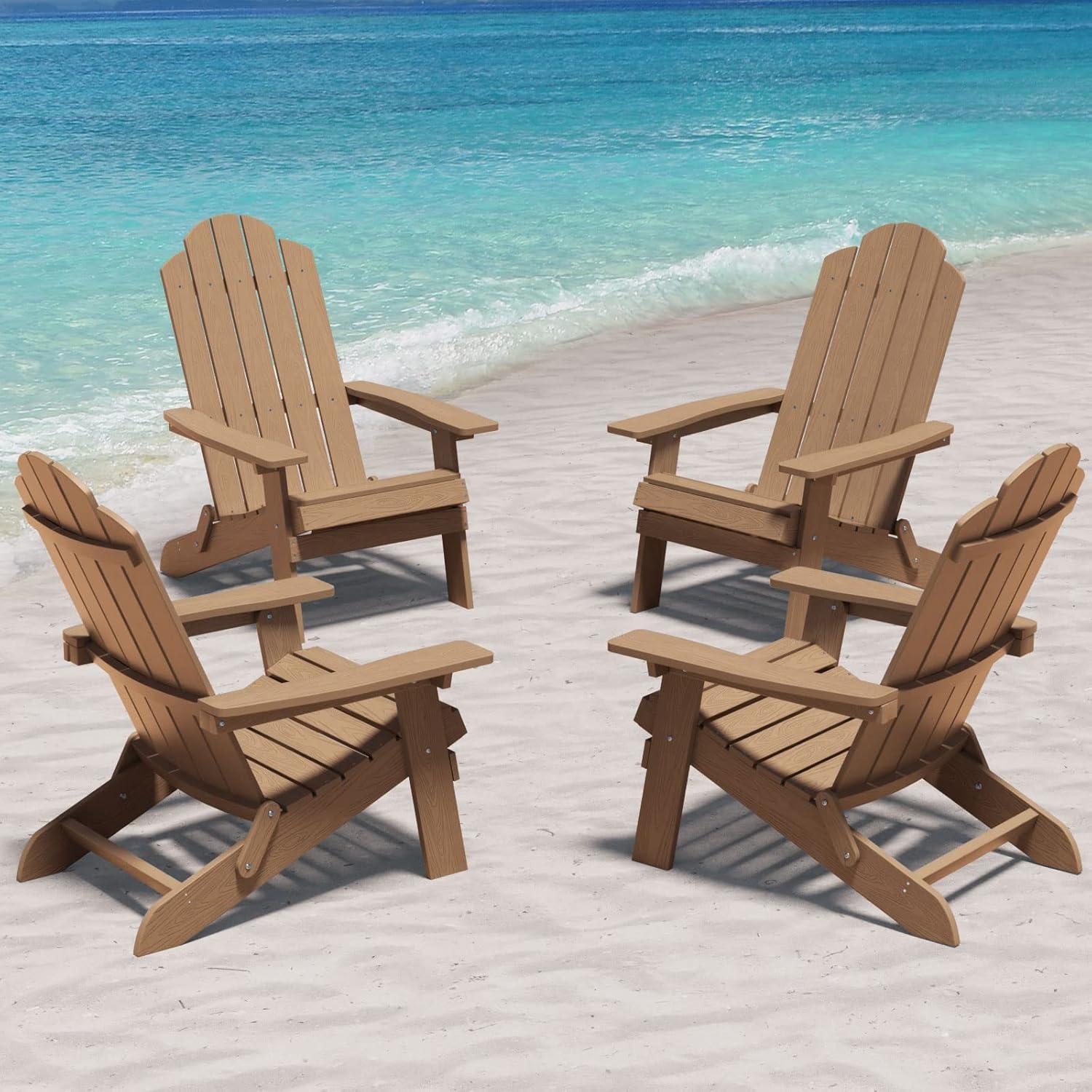 Highland Dunes Outdoor Plastic Folding Adirondack Chair For All Weather (Set Of 4) (Set of 4)