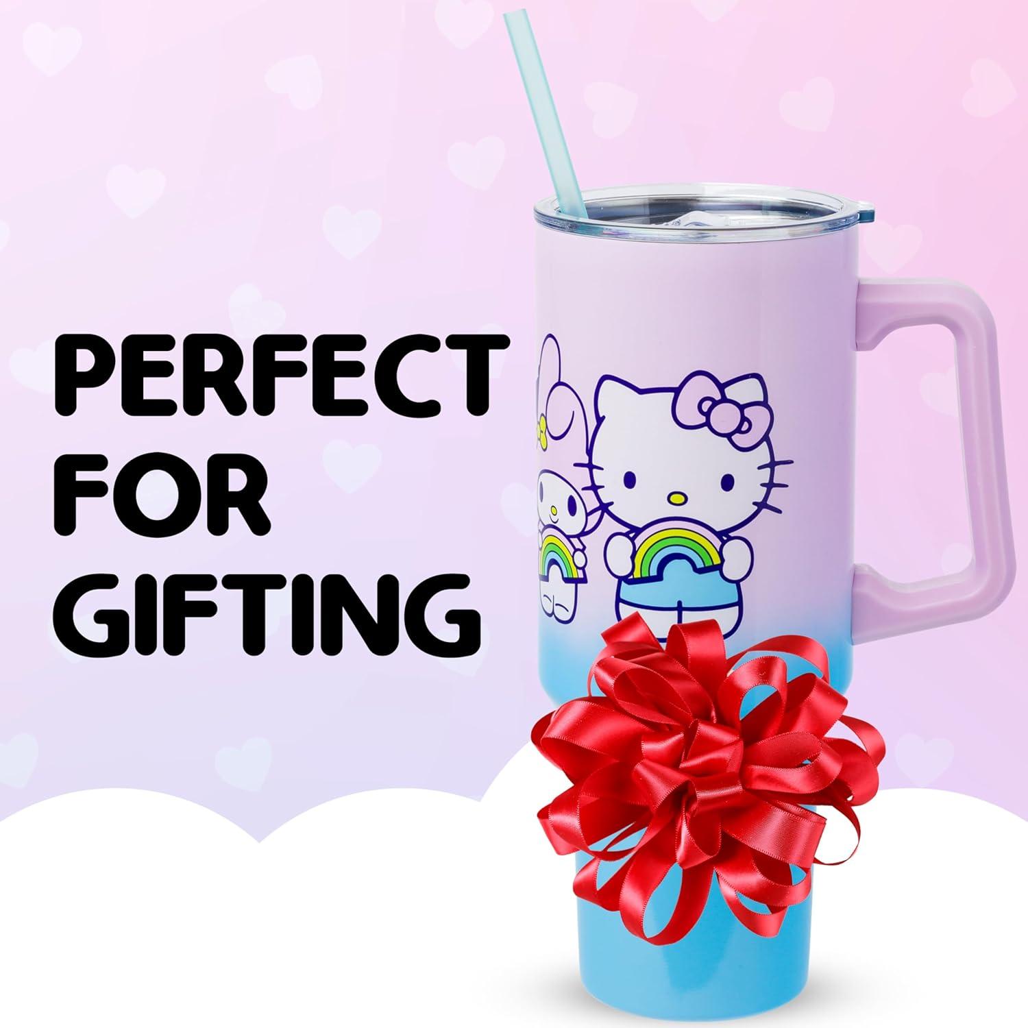 Silver Buffalo Sanrio Hello Kitty and Friends Rainbow Stainless Steel Tumbler | 40 Ounces