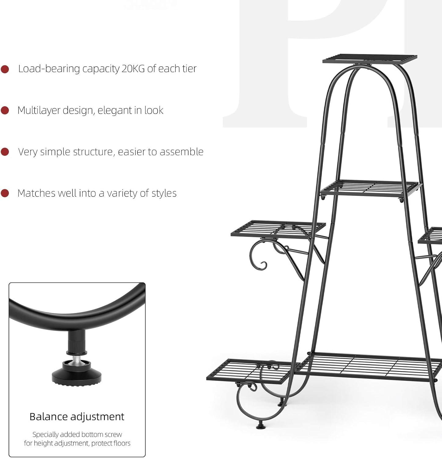 Black Iron 7-Tier Indoor Outdoor Plant Stand