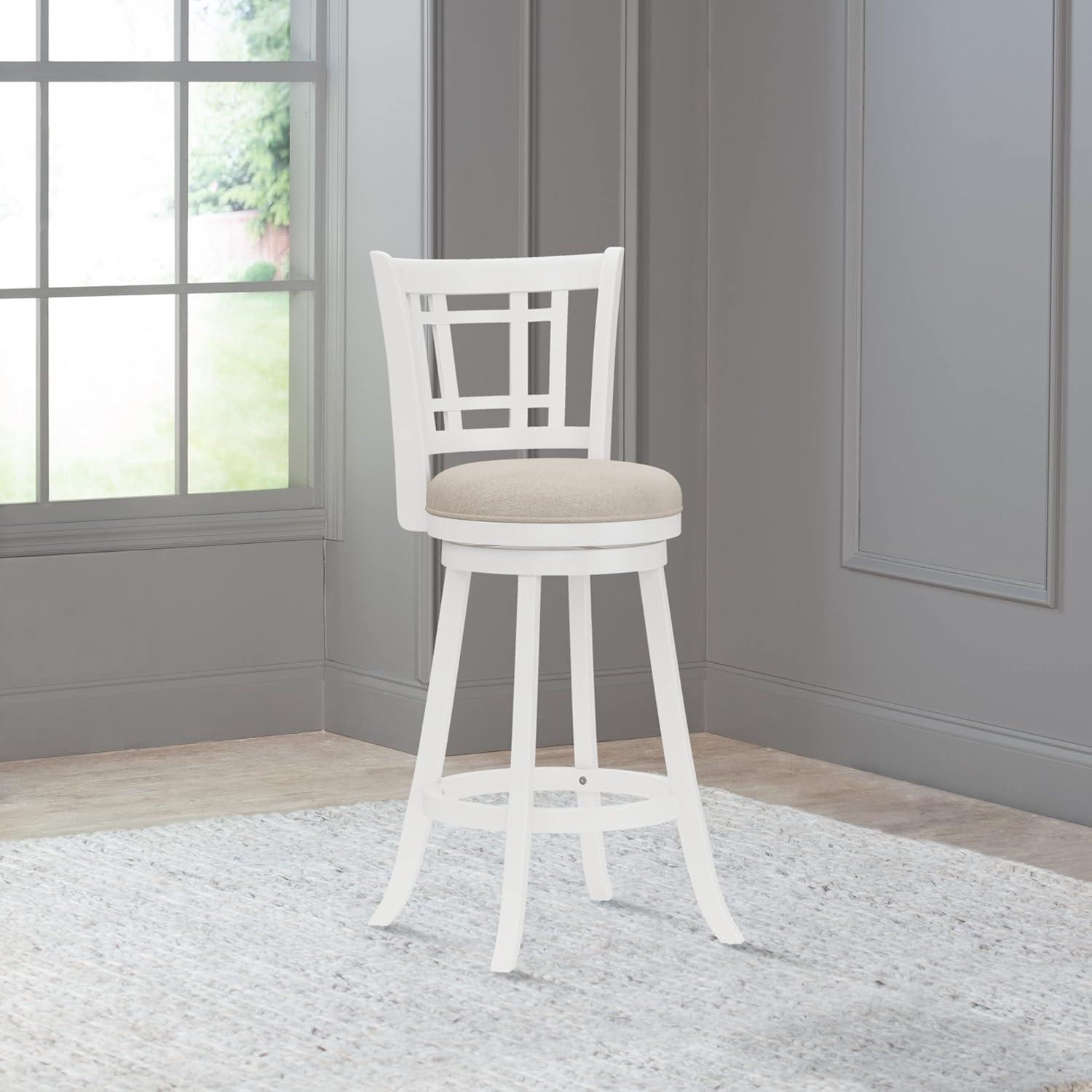 Hillsdale Fairfox 43.5" Wood Transitional Bar Stool in White/Light Beige