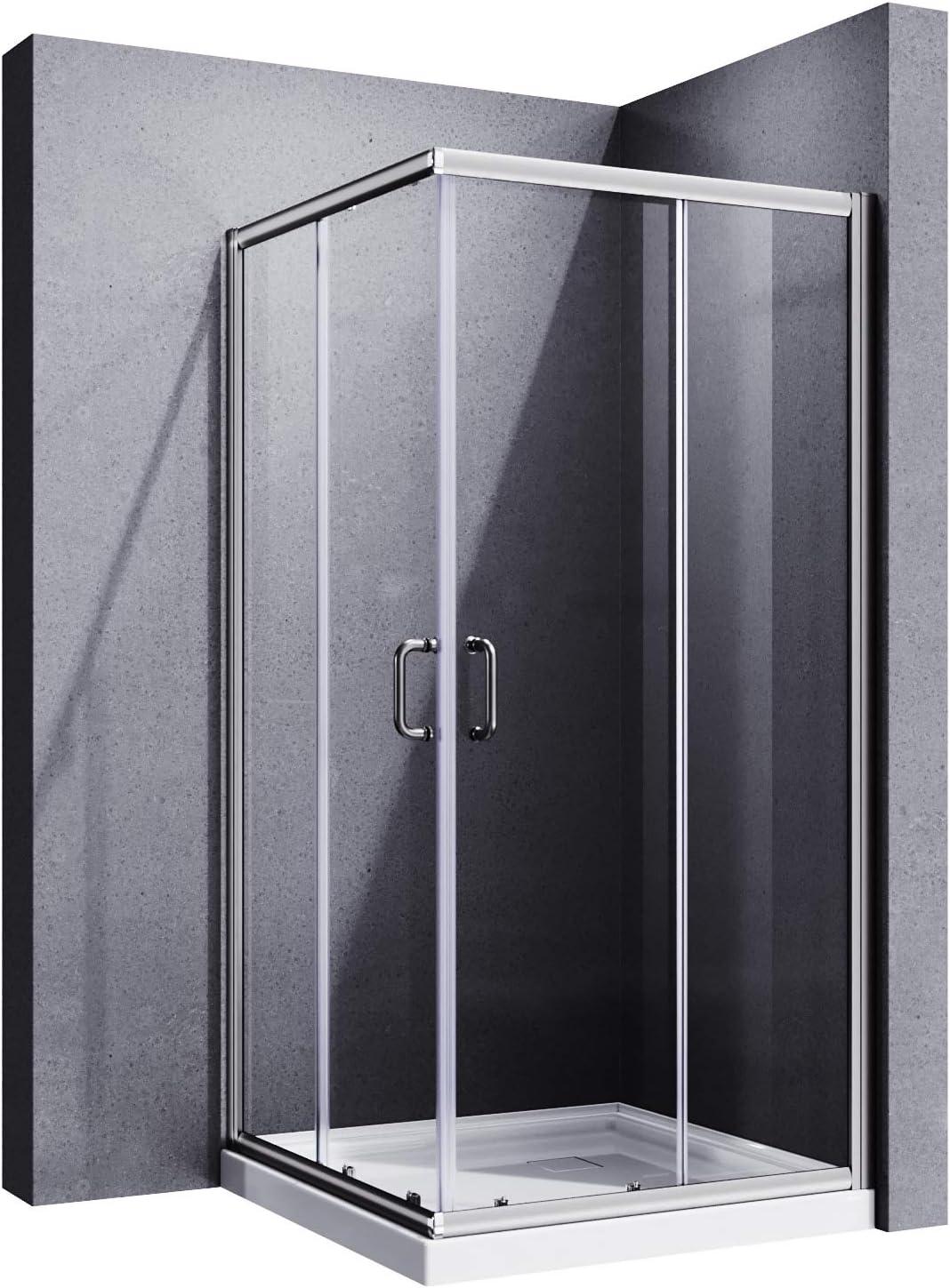 Elegant 34 x 34 x 72 inch Framed Square Shower Enclosure with Double Sliding Shower Door and 1/4''Tempered Glass