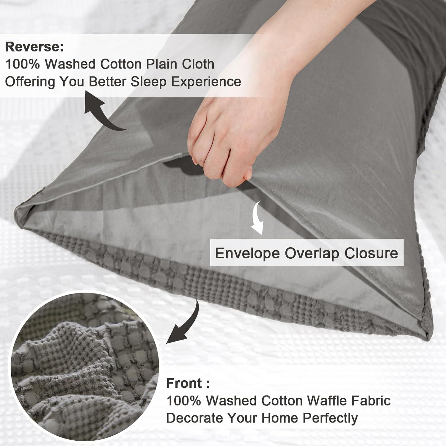 Dark Gray Cotton Waffle Weave Standard Pillowcases