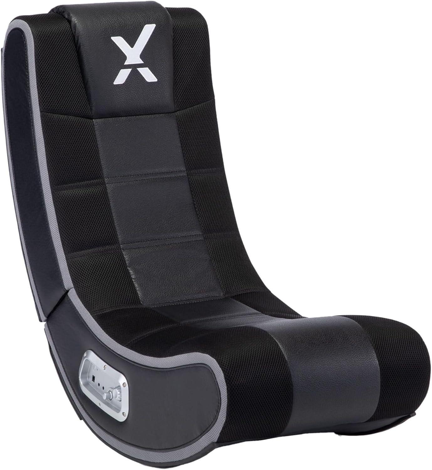 Black and Gray Faux Leather Wireless Gaming Chair with Speakers