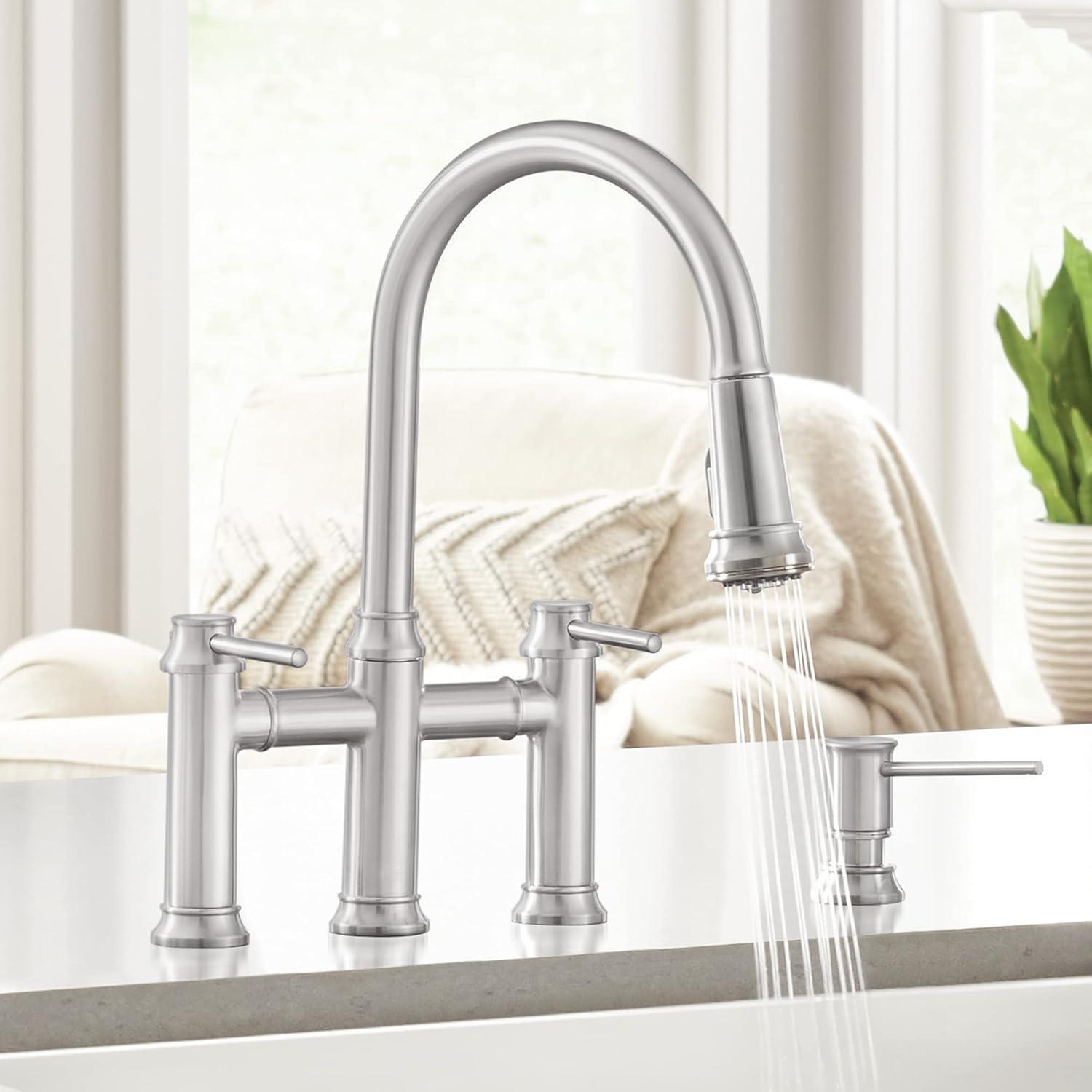 Empressa Pull Down Dual Spray Bridge Faucet