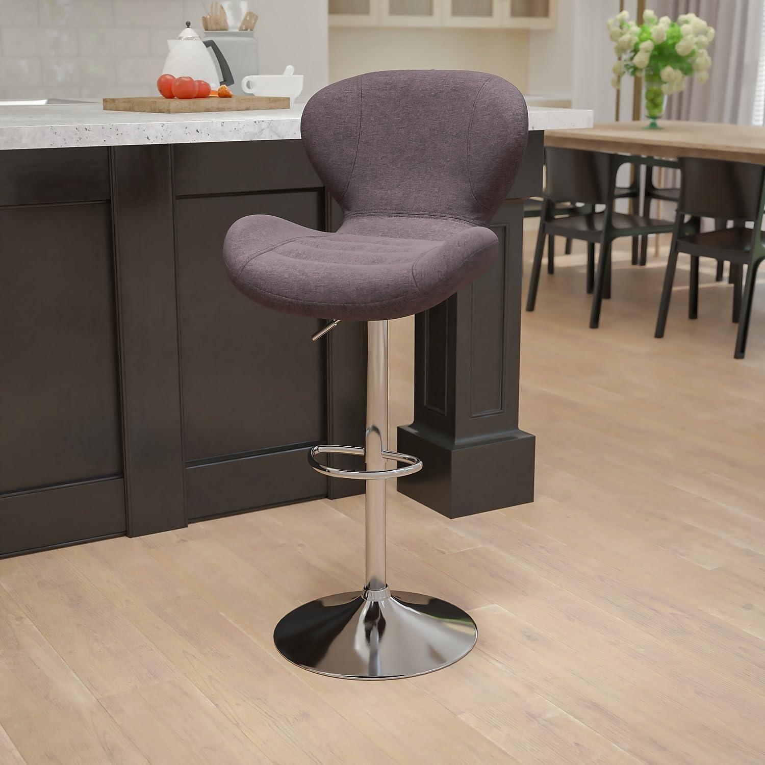 Flash Furniture Contemporary Orange Vinyl Adjustable Height Barstool with Curved Back and Chrome Base