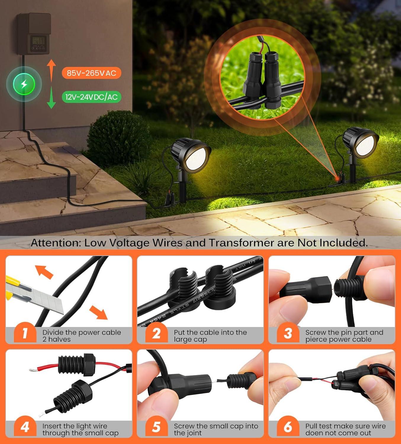 7W LED Black Aluminum Waterproof Outdoor Pathway Spotlights, 4-Pack