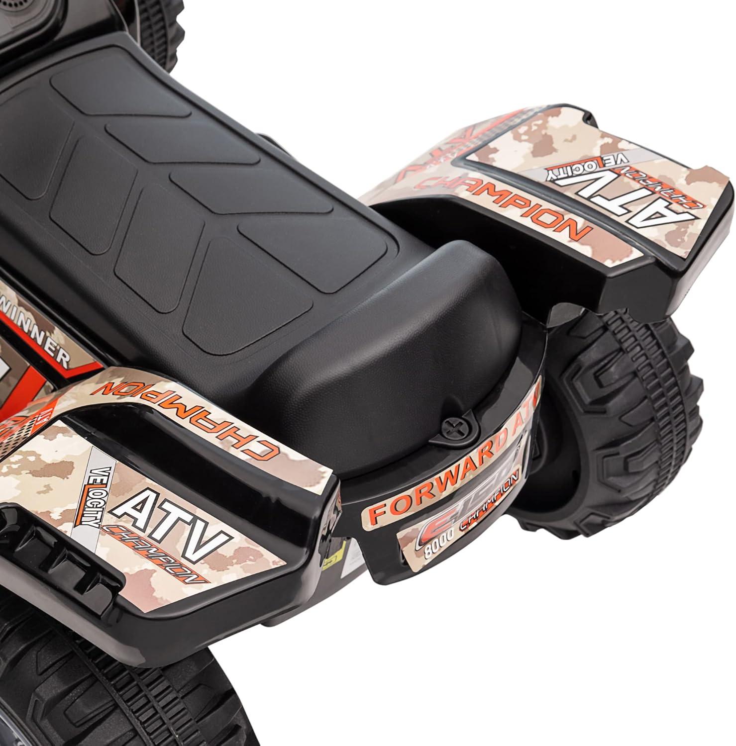 Aosom Kids Ride-on ATV Four Wheeler Car with Music, 6V Battery Powered Motorcycle for 18-36 Months, Black