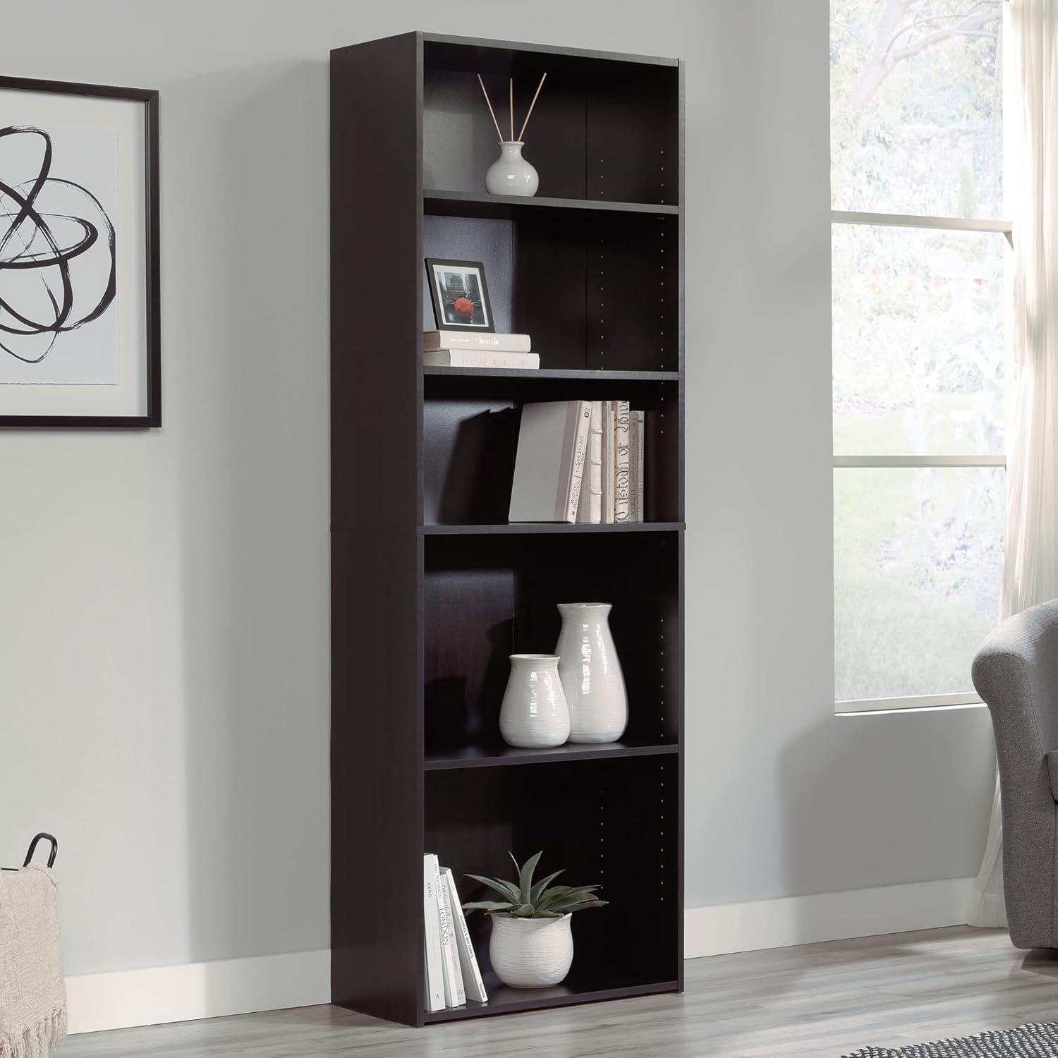 Sauder Beginnings Engineered Wood 5-Shelf Bookcase in Cinnamon Cherry