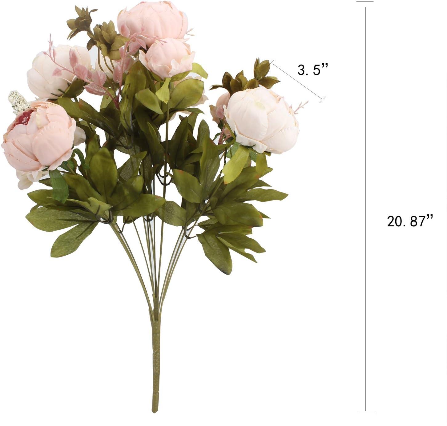 Light Pink Silk Peony and Rose Artificial Floral Arrangement with Lights