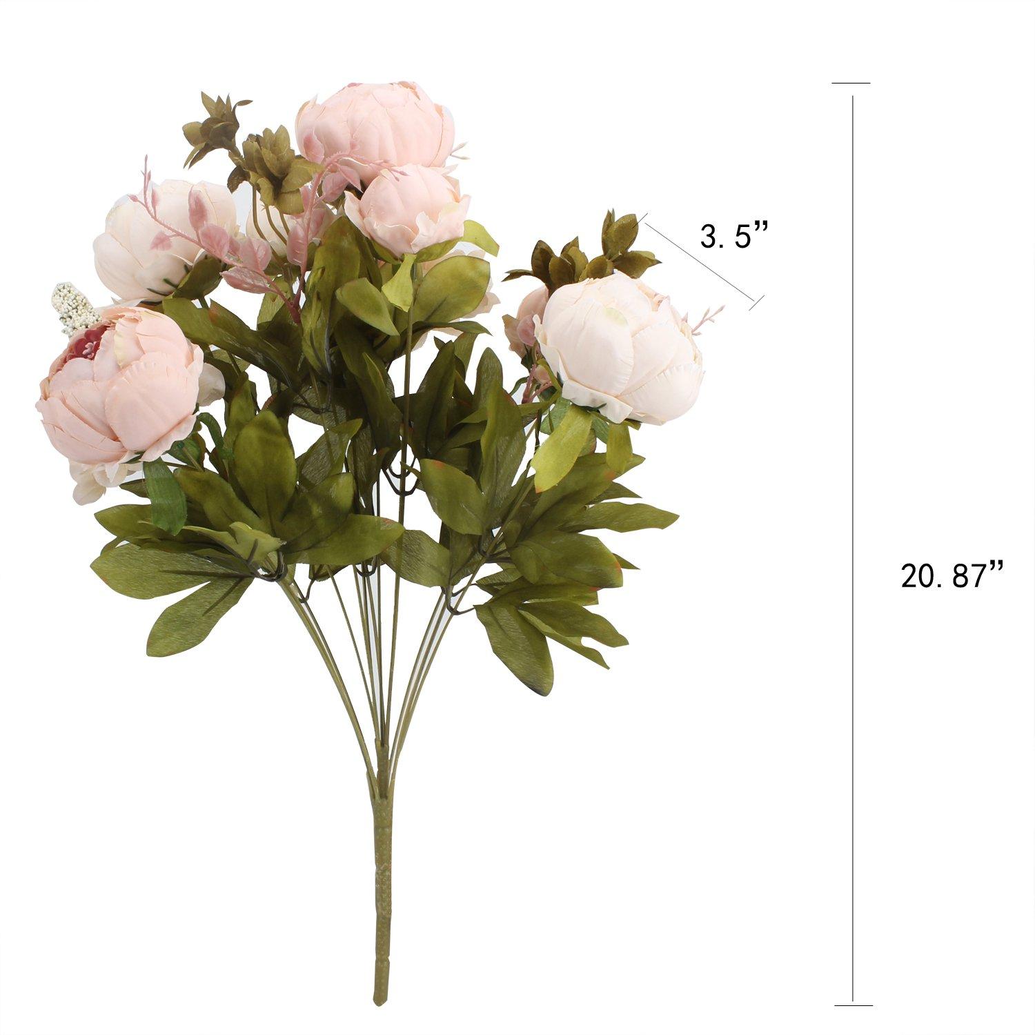 Light Pink Silk Peony and Rose Artificial Floral Arrangement with Lights