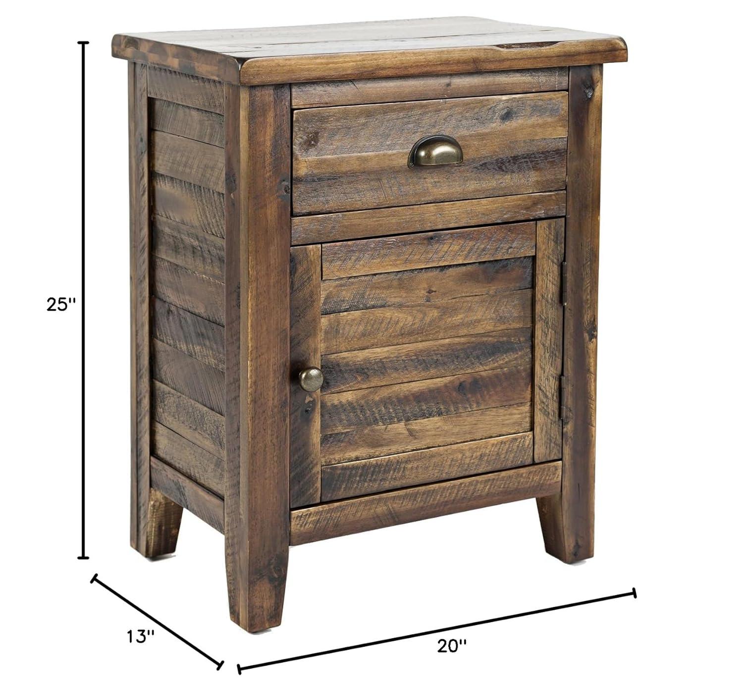 Jofran,Artisan's Craft Rustic Farmhouse Distressed Solid Wood Accent Table- Gray Color