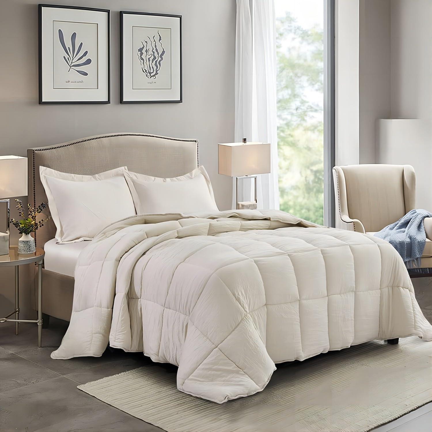 Homechoice International Group 3pc Comforter Set - All Season Reversible Down Alternative Comforter with Two Shams - Quilted Duvet Insert with Corner Tabs - Box Stitched Blanket - Breathable, Soft, Fluffy