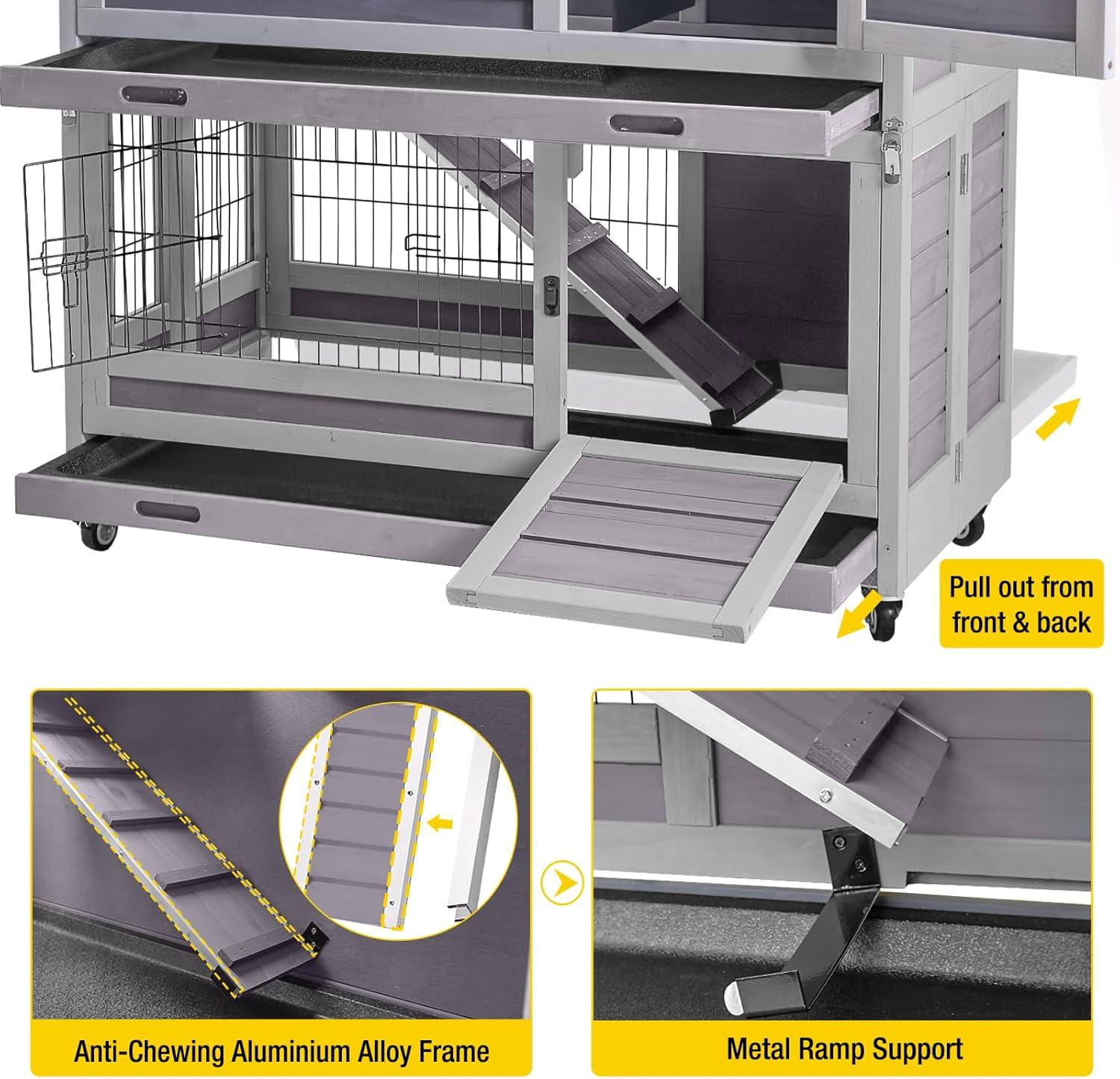 Aivituvin Folding Rabbit Hutch | Outdoor Bunny Cage (Inner Space 14.1 ft²)-AIR18-F