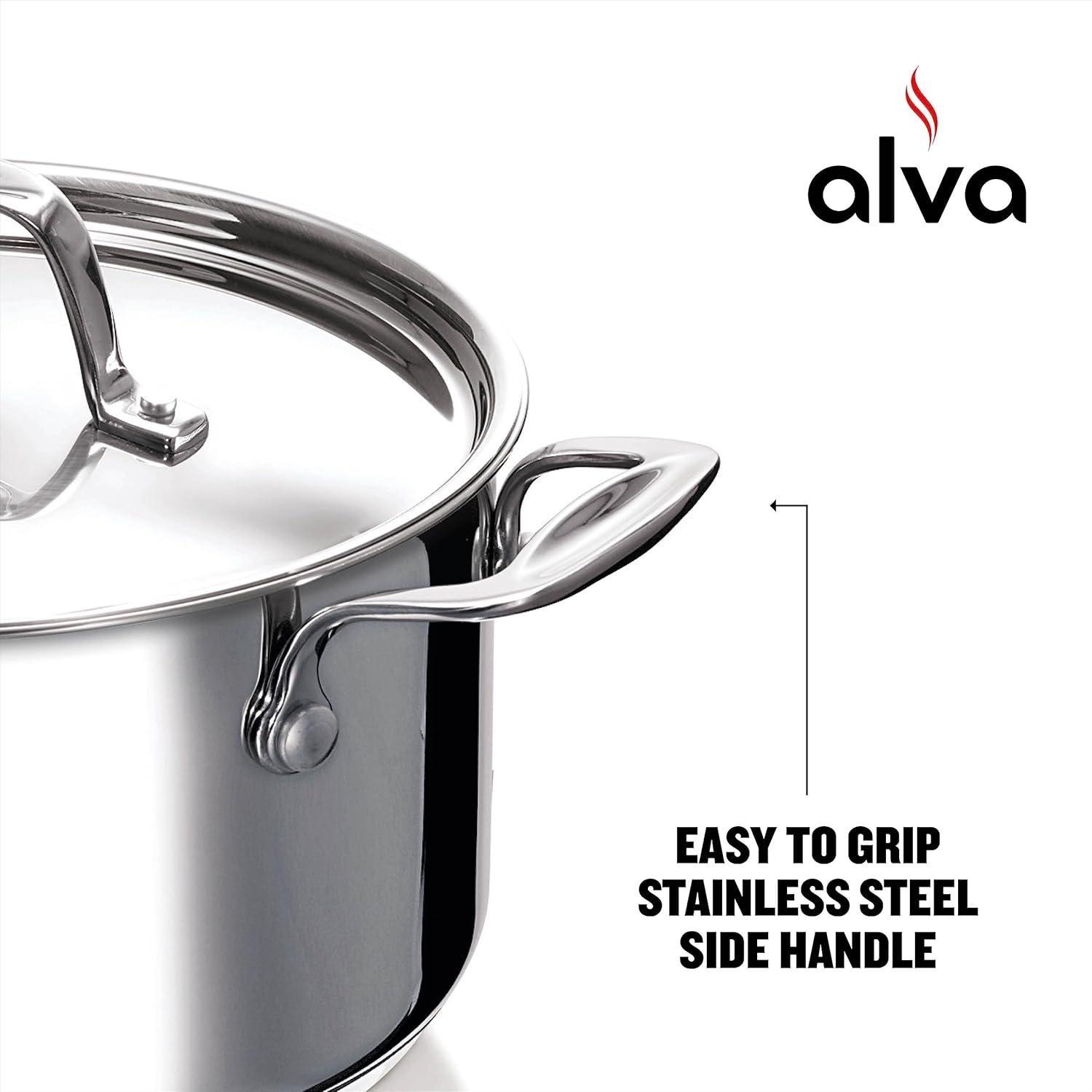 Alva Chef 2.5 Qt Stainless Steel Nonstick Casserole Pot with Lid