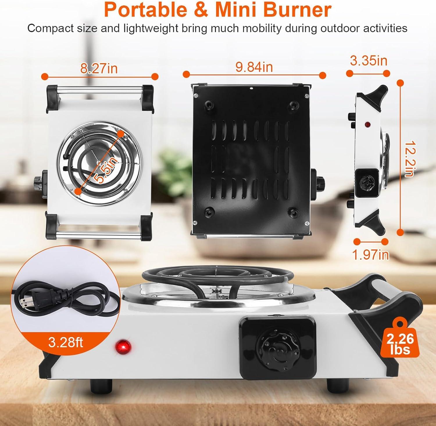iMounTEK Portable Coil Hot Plate Heating Plate, 1000W Stove Countertop Heater with 5 Temperature Adjustments Fast Heating for Cooking