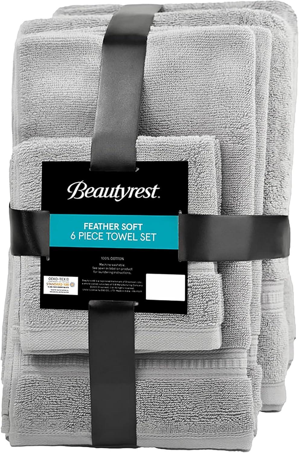 Beautyrest Plume 100% Cotton Feather Touch Antimicrobial Towel 6 Piece Set