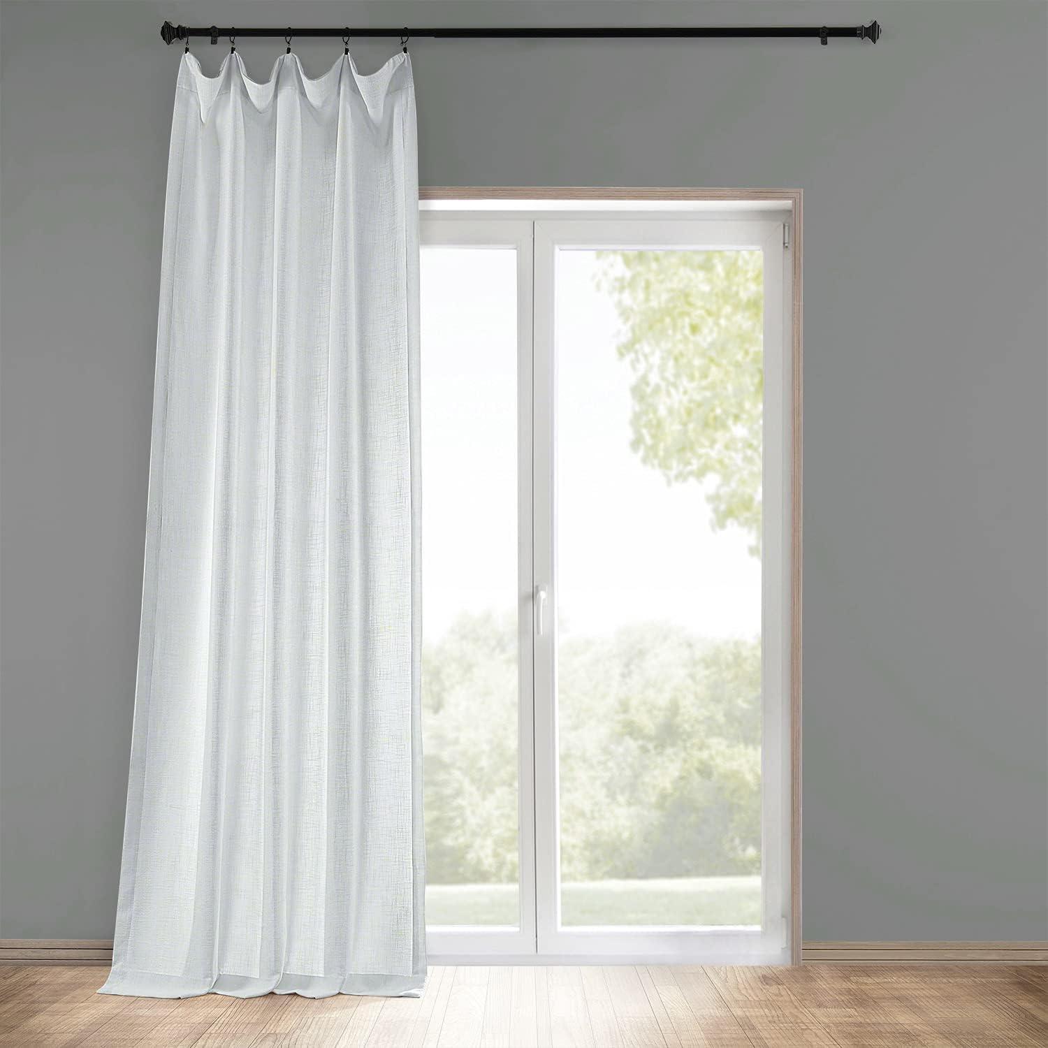 Rice White Heavy Faux Linen Curtain (1 Panel), Rice White, 50W X 120L