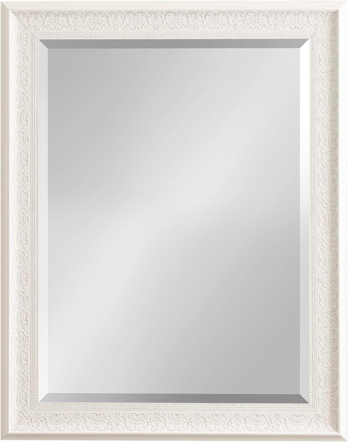 Kate and Laurel - Alysia Decorative Frame Rectangle Wall Mirror, 22.5 x 28.5 White