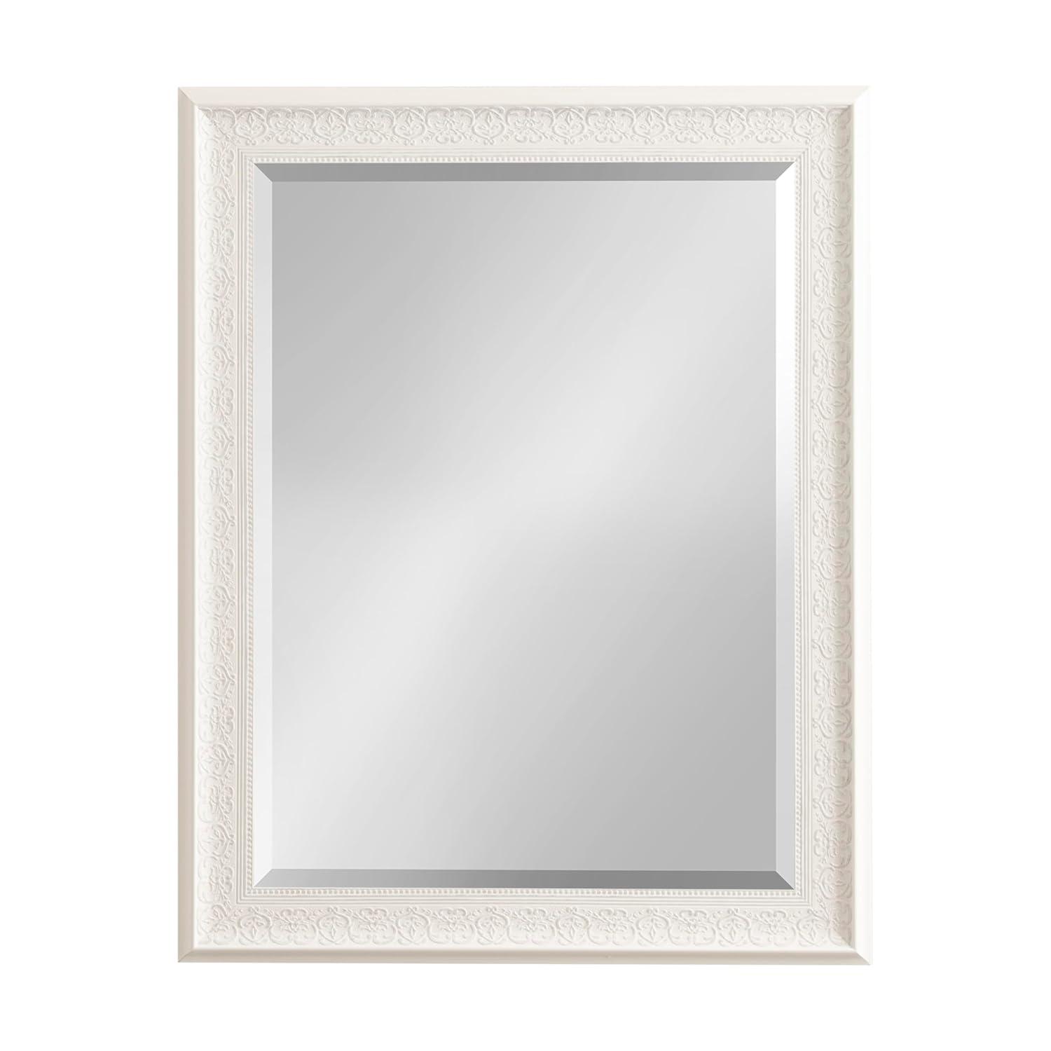 Kate and Laurel - Alysia Decorative Frame Rectangle Wall Mirror, 22.5 x 28.5 White
