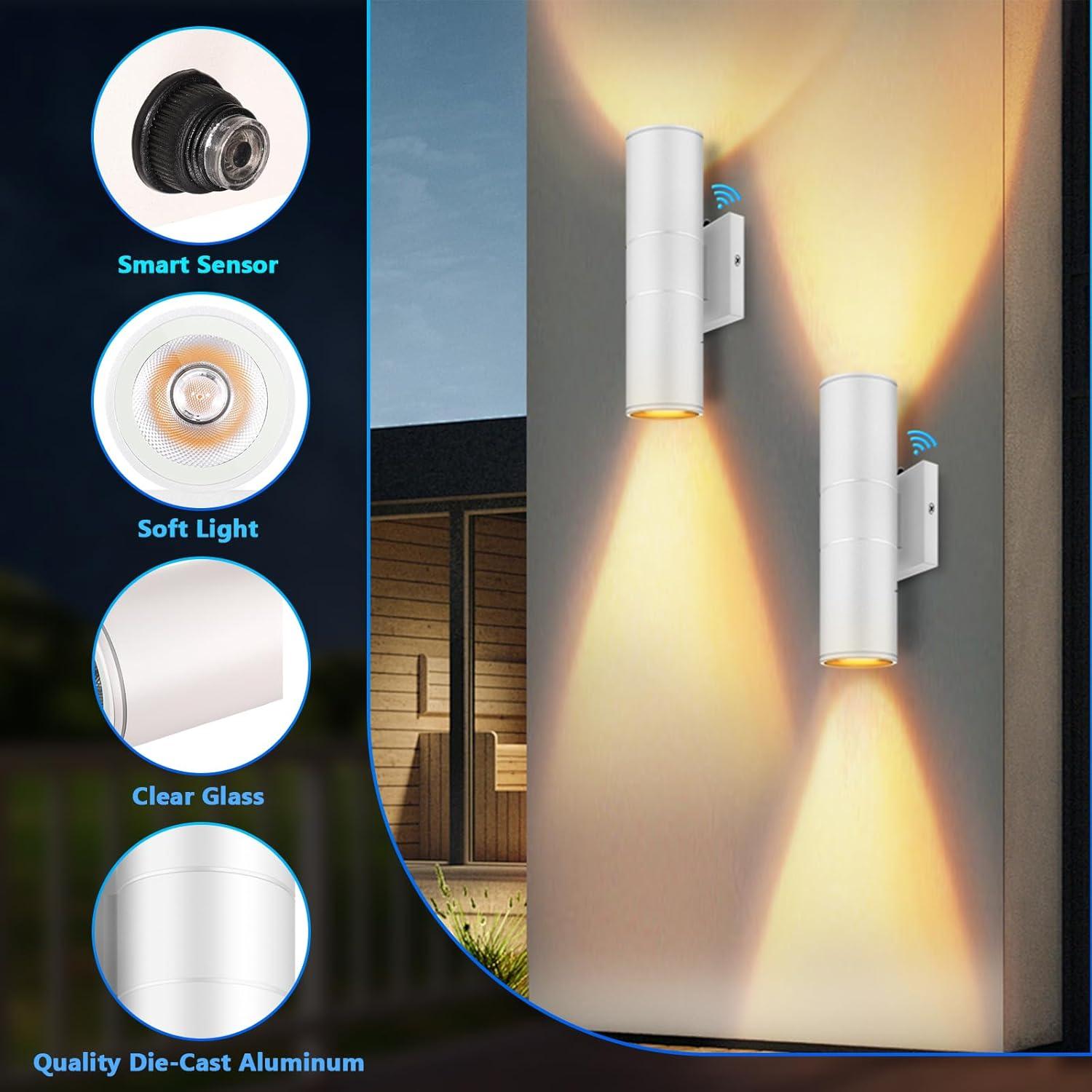 Outdoor Wall Light Fixtures: Cylinder Outdoor Wall Sconce Light - Aluminum Modern Exterior Wall Llights for Porch