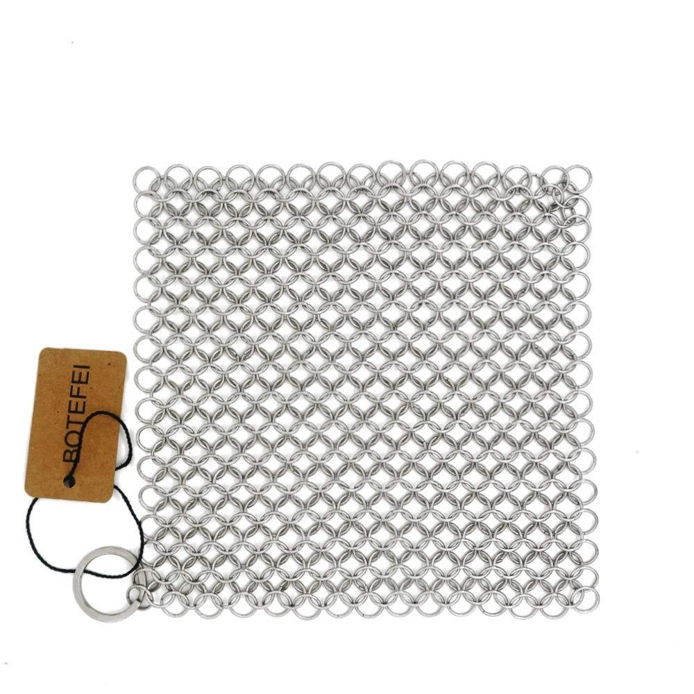 Cast Iron Cleaner 6"x6.3" 316L Stainless Steel Chainmail Scrubber for Griddle Skillet Dutch Oven Wok Stainless Steel Pot Cast Iron Pan Support Dishwasher Cleaning