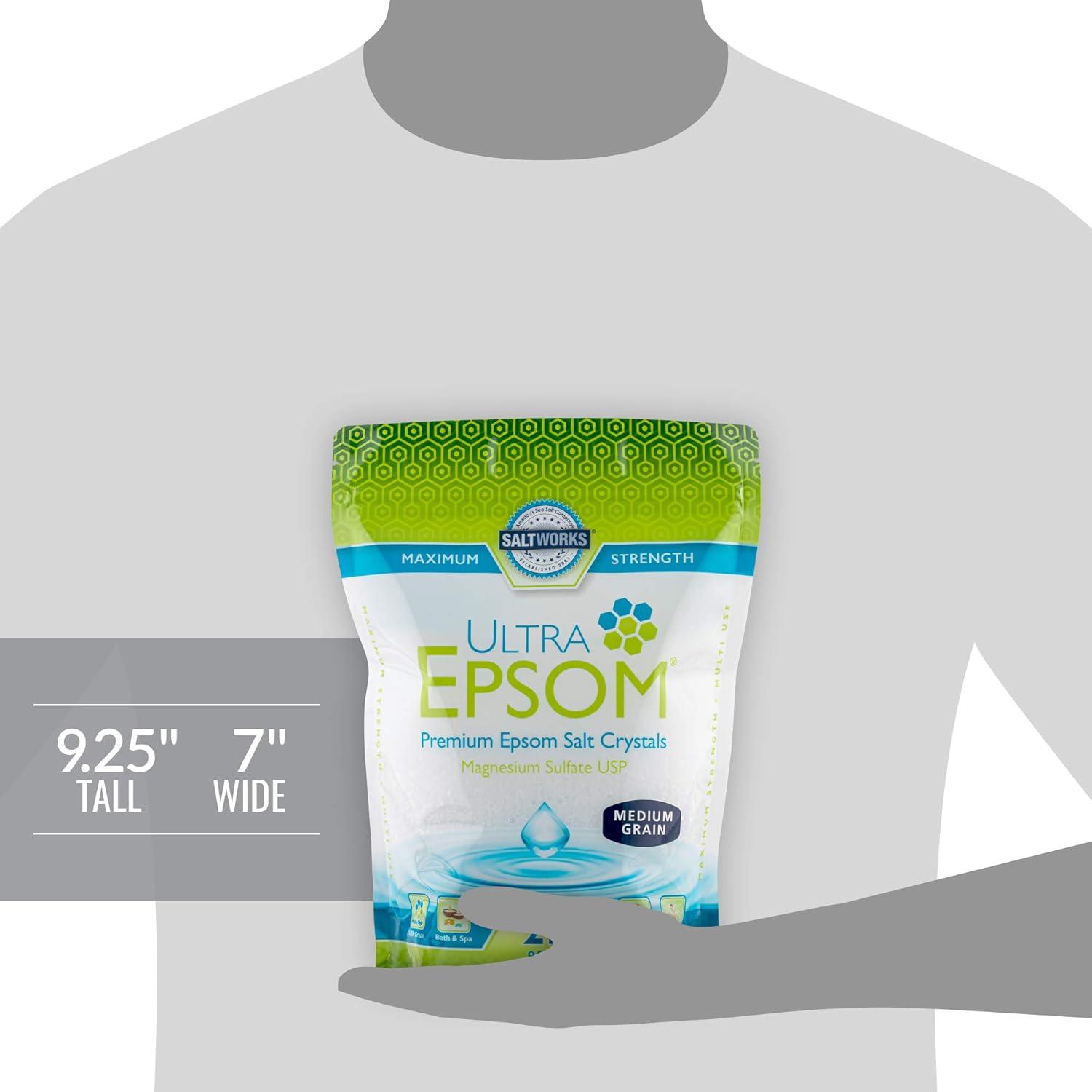 Saltworks Ultra Epsom Salt Therapeutic, Natural Soaking Solution, 2 lb. Pack