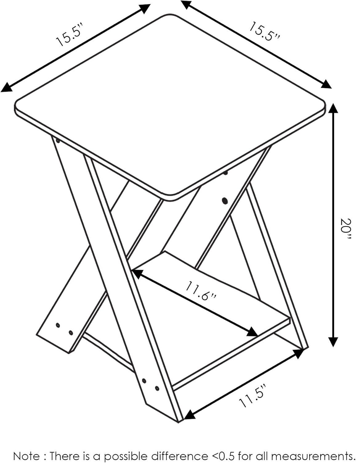 Modern Simplistic Criss-Crossed End Table, French Oak Grey & Black