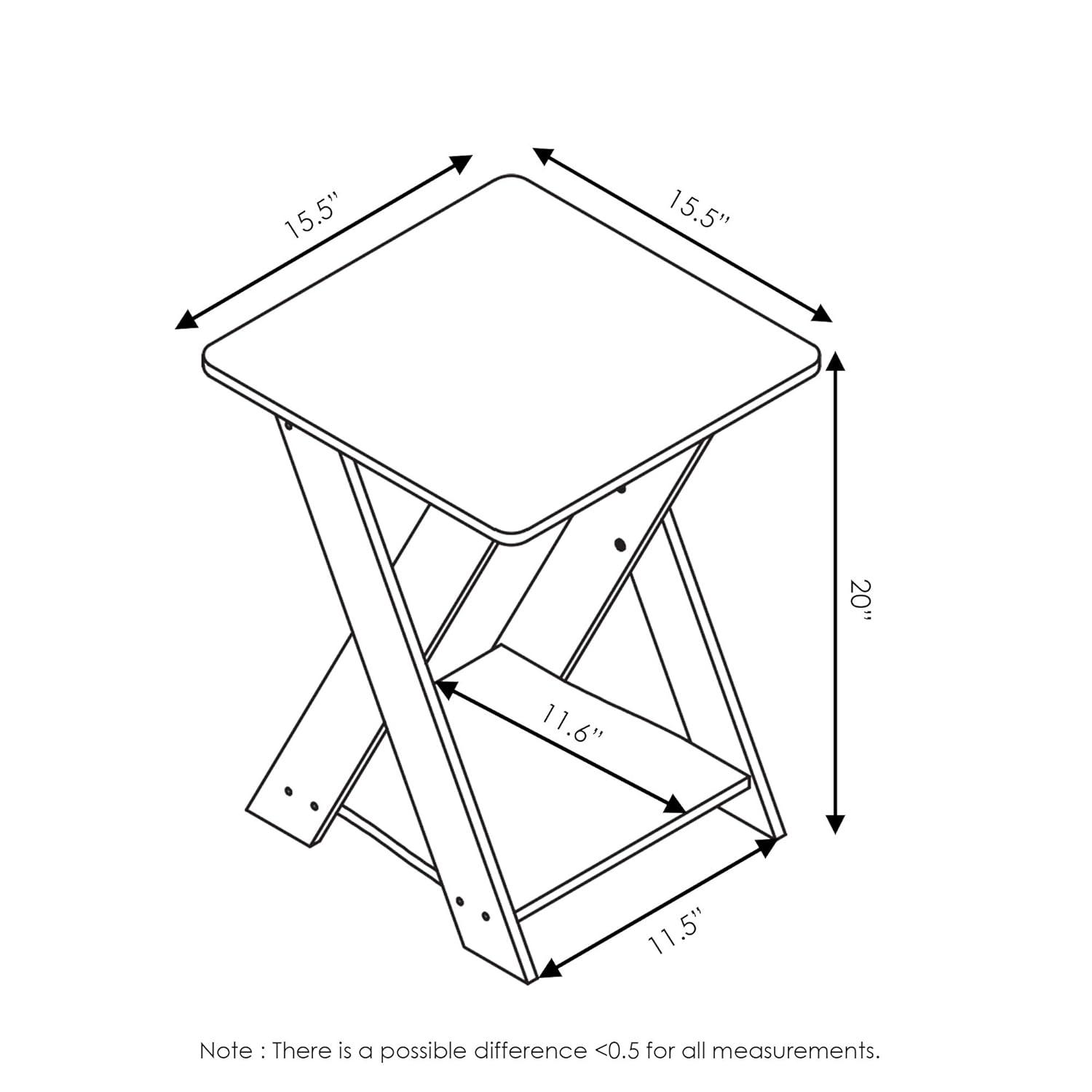 Modern Simplistic Criss-Crossed End Table, French Oak Grey & Black