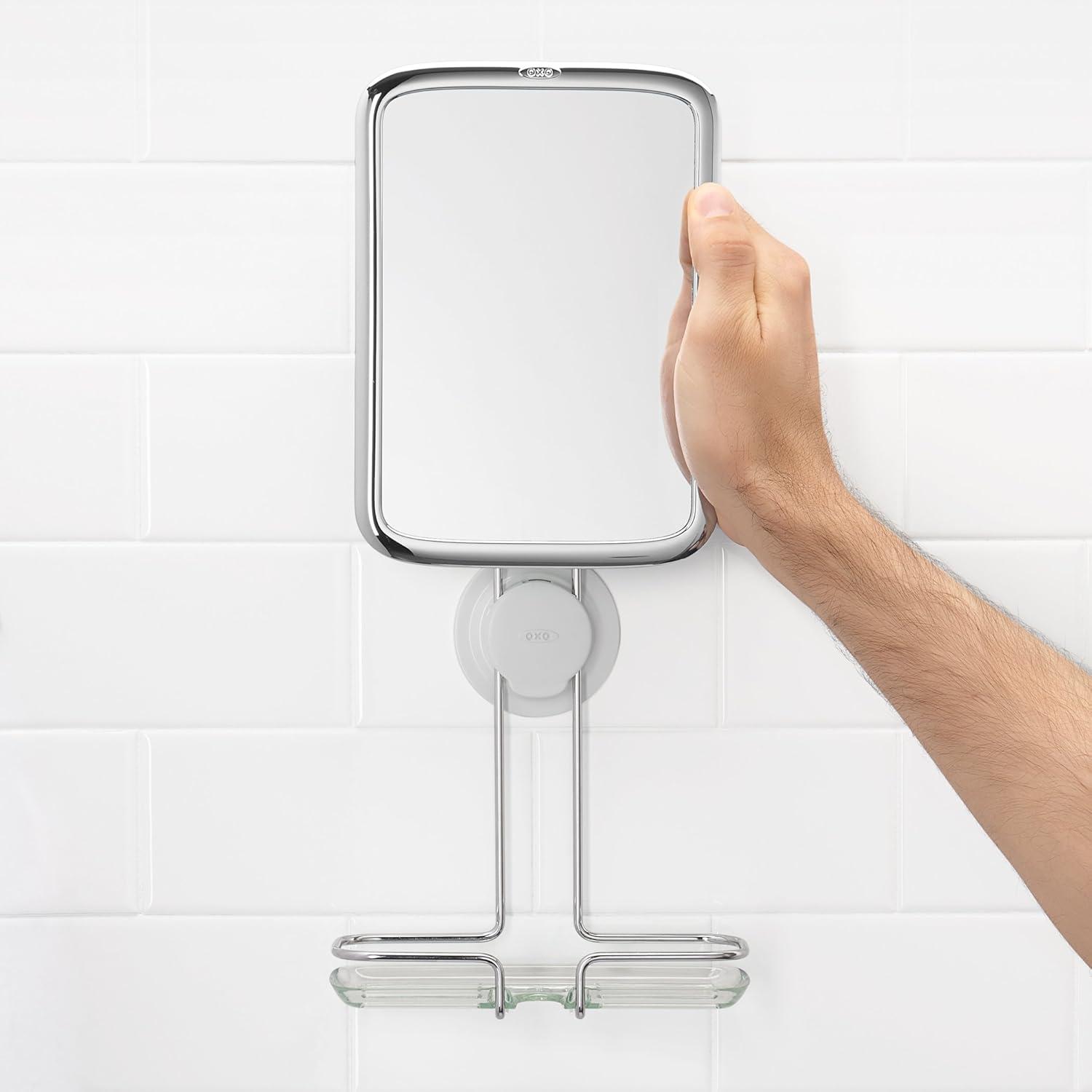 Chrome Vertical Fogless Wall Mounted Mirror with Shelves