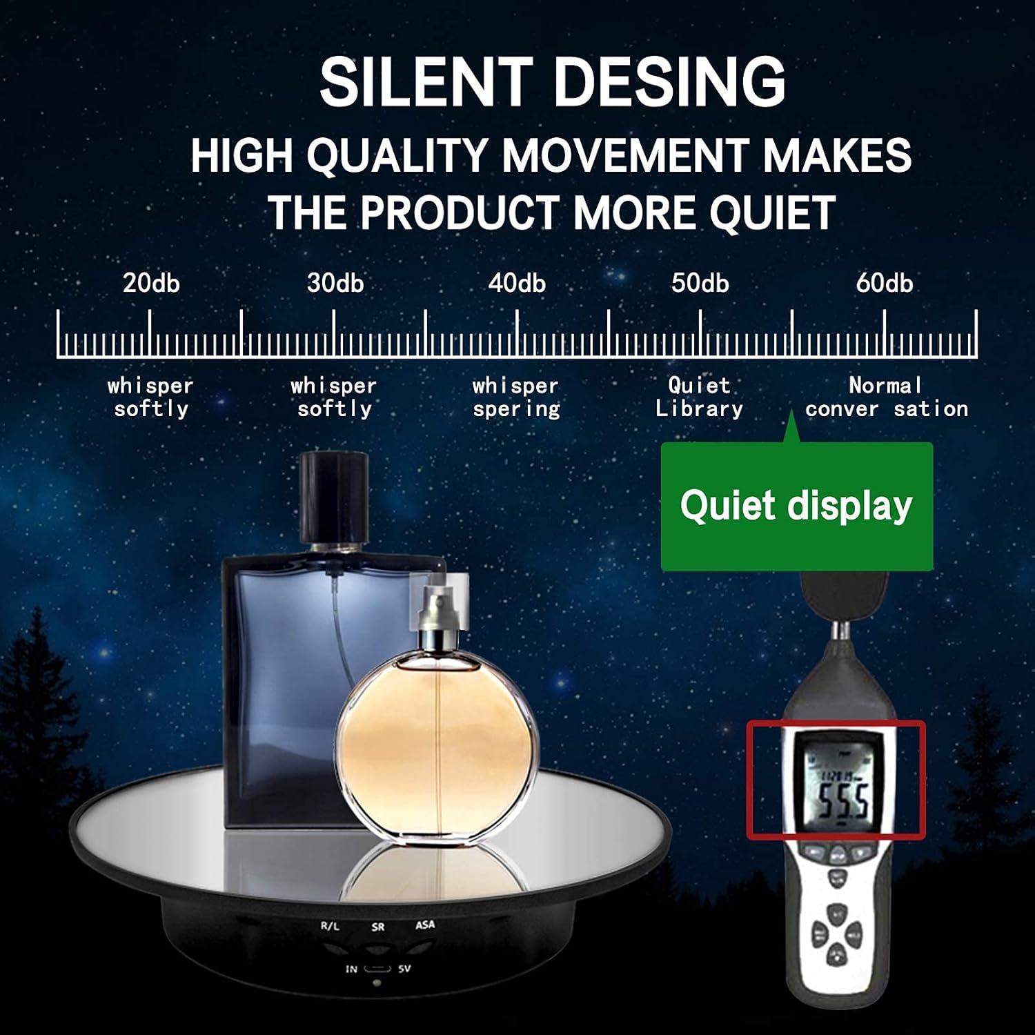 Motorized Rotating Display Stand, 7.87inch /17.6LB Load，Mirror Covered 360 Degree Turntable Display Stand for Photography Products and Shows, Max Load 8KG/ 20CM Video Show(Black)