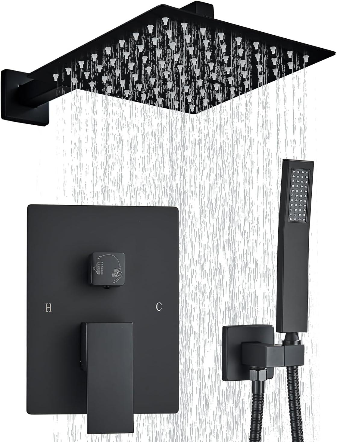 Matte Black 8-Inch Rainfall Shower System with Handheld Spray