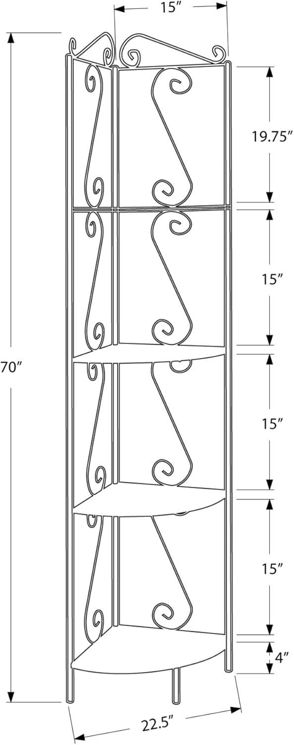 Industrial Brown Steel Corner Bookcase with Scroll Design