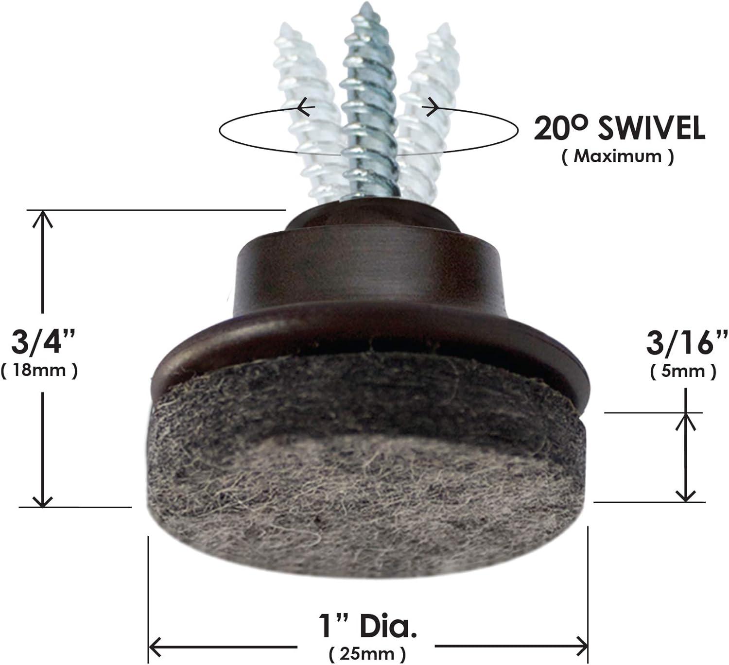 Slipstick Gorillafelt Cb259 Swivel Glide Felt Floor Protectors (16 Chair Glides) Screw On Felt Furniture Pads For Angled Chair Legs, 1 Inch Round Glides (Set of 16)