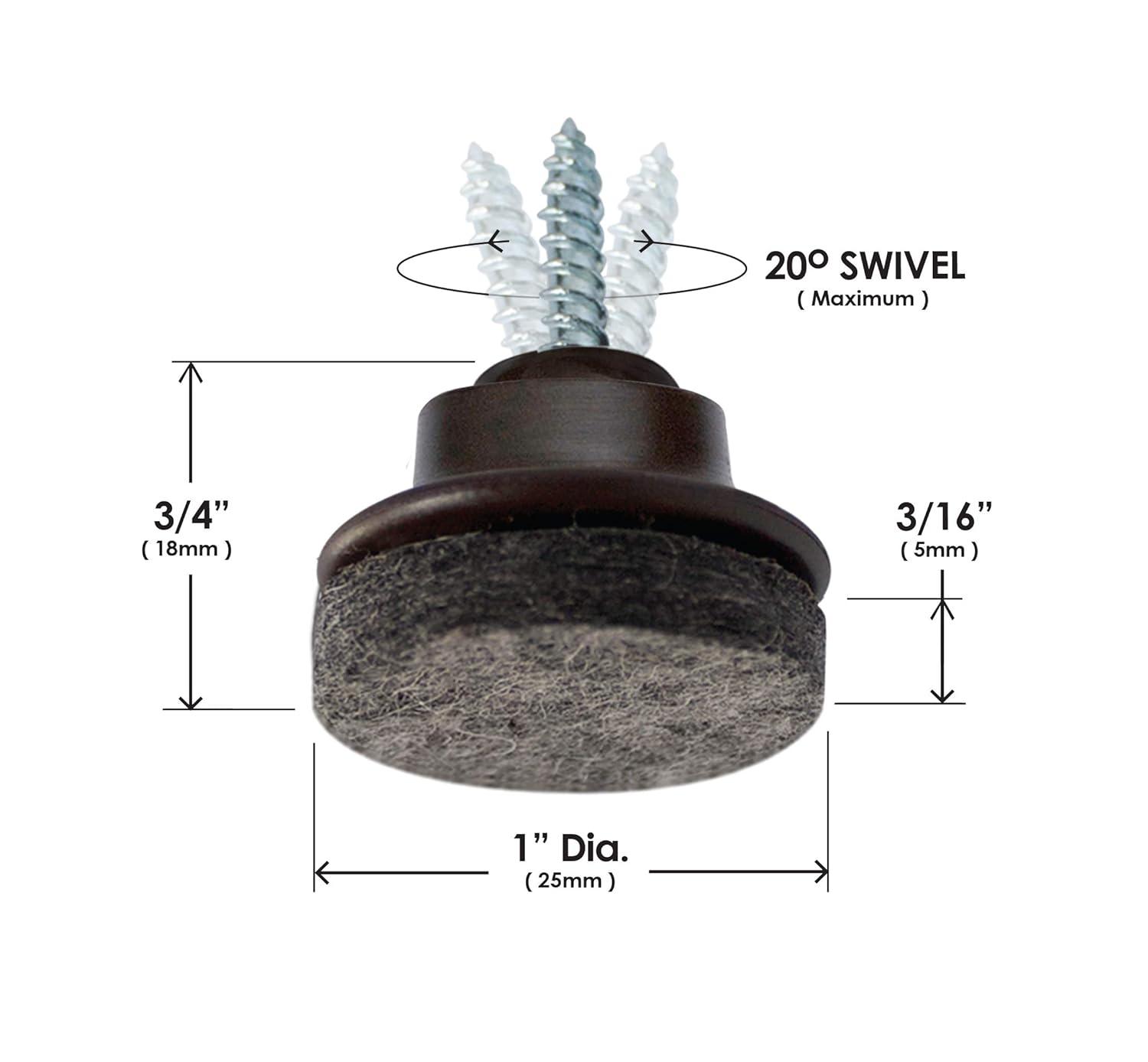 Slipstick Gorillafelt Cb259 Swivel Glide Felt Floor Protectors (16 Chair Glides) Screw On Felt Furniture Pads For Angled Chair Legs, 1 Inch Round Glides (Set of 16)