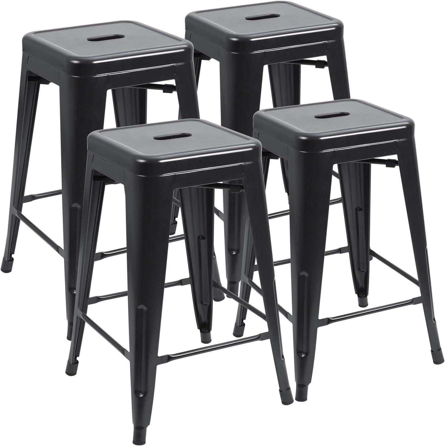 Williston Forge Kohki 24" Counter Stool Metal Bar Stools Counter Height Barstools Backless Indoor/Outdoor Bar Stools Kitchen Counter Stools Chairs(Set of 4)