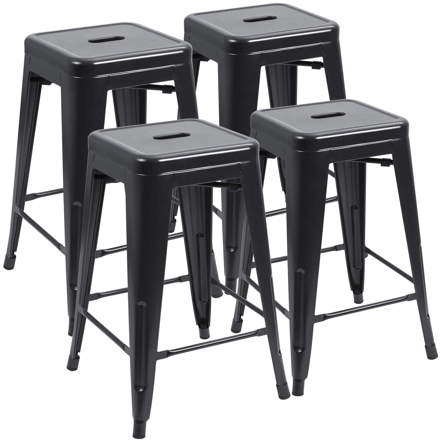 Williston Forge Kohki 24" Counter Stool Metal Bar Stools Counter Height Barstools Backless Indoor/Outdoor Bar Stools Kitchen Counter Stools Chairs(Set of 4)