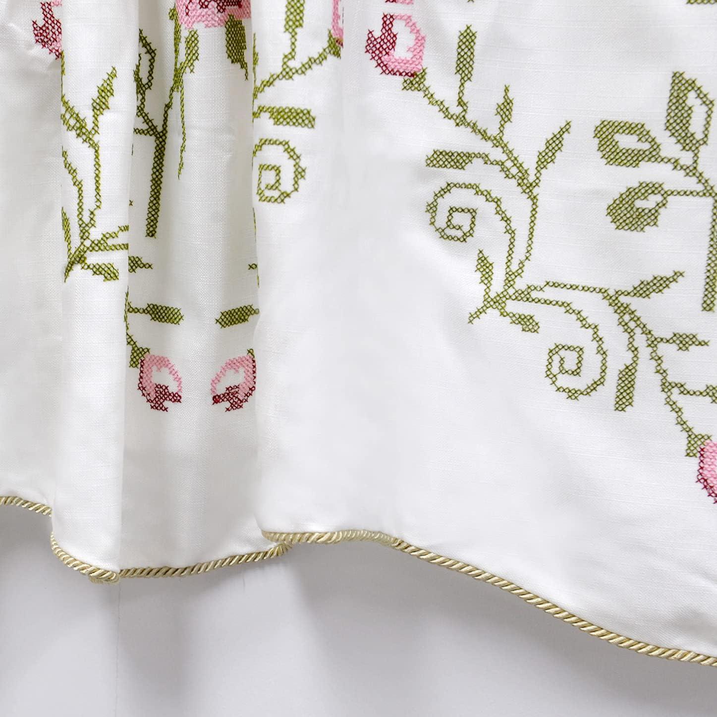 Floral Embroidery Scalloped 60.00'' Window Valance