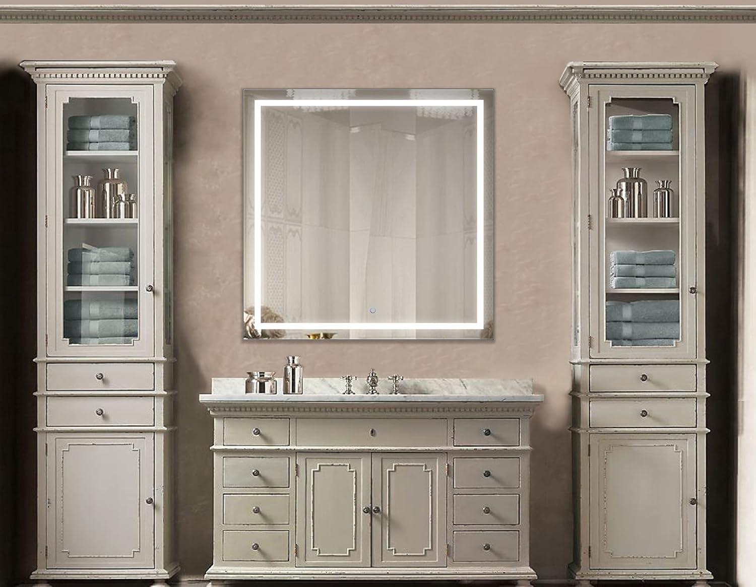 Krugg Icon Square LED Bathroom Mirror with Dimmer and Defogger - 3 Sizes