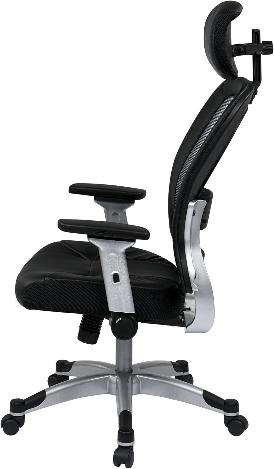 Black Mesh and Leather High Back Executive Swivel Chair